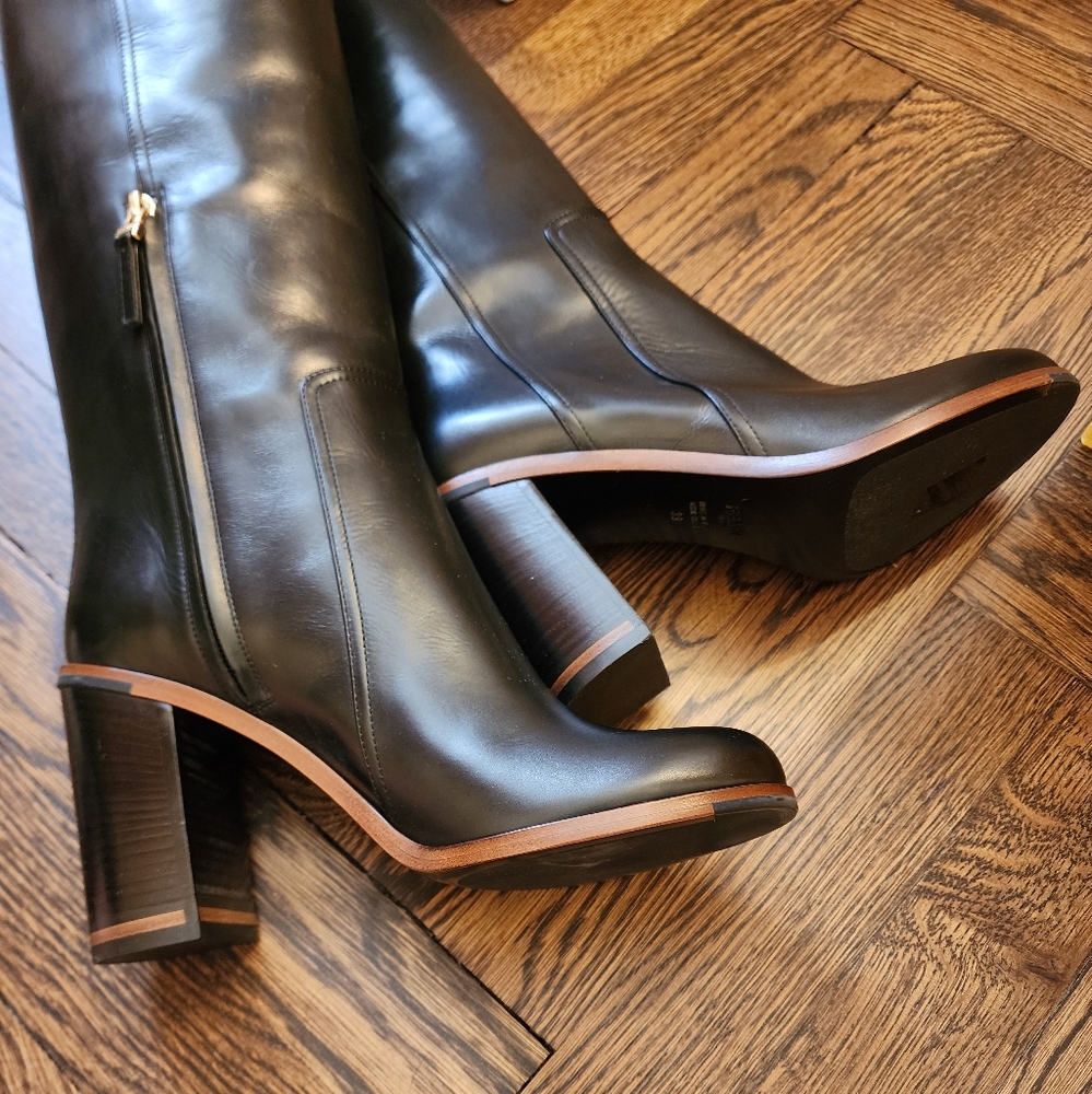 $1550 Brand New 100% Auth Fendi Over the Knee Black Leather Boots Sz 39 9 - Picture 3 of 13